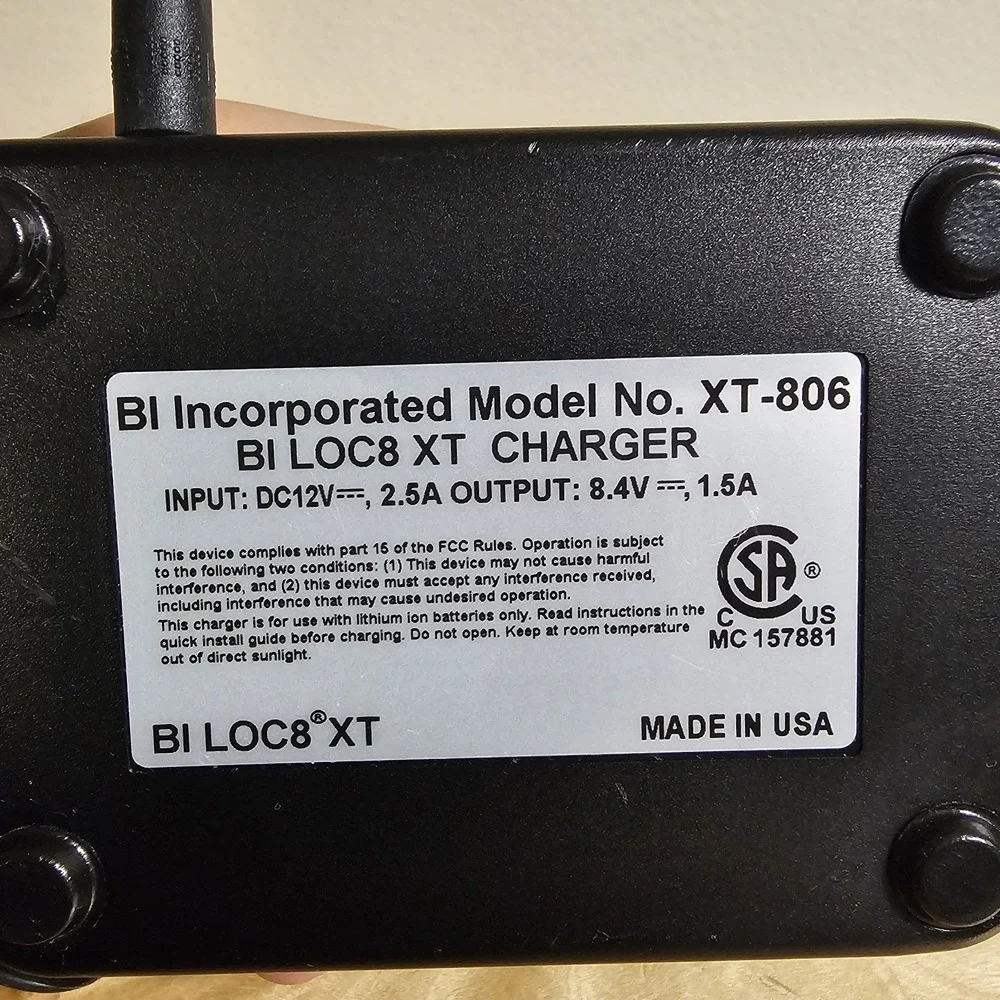 BI Incorporated LOC8 XT Ankle Monitor Battery Charger Power Adapter - XT-806